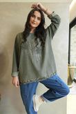Original Hippie Sweatshirt Vintage Wash Khaki